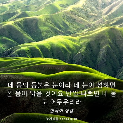Picture 03 - 누가복음 11:34 KOR - 네 몸의 등불은 눈이라 네 눈이 - Bible Verse Picture