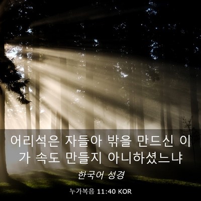 Picture 03 - 누가복음 11:40 KOR - 어리석은 자들아 밖을 만드신 이가 - Bible Verse Picture