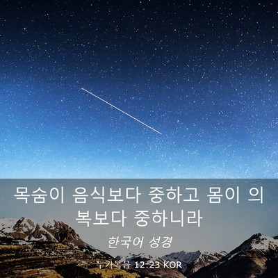 Picture 03 - 누가복음 12:23 KOR - 목숨이 음식보다 중하고 몸이 - Bible Verse Picture
