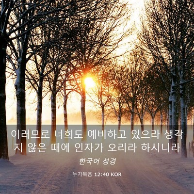 Picture 03 - 누가복음 12:40 KOR - 이러므로 너희도 예비하고 있으라 - Bible Verse Picture