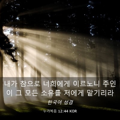Picture 03 - 누가복음 12:44 KOR - 내가 참으로 너희에게 이르노니 - Bible Verse Picture