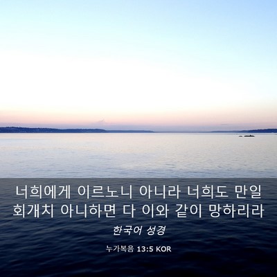Picture 03 - 누가복음 13:5 KOR - 너희에게 이르노니 아니라 너희도 - Bible Verse Picture