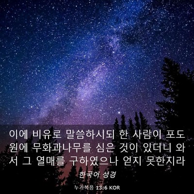 Picture 03 - 누가복음 13:6 KOR - 이에 비유로 말씀하시되 한 사람이 - Bible Verse Picture