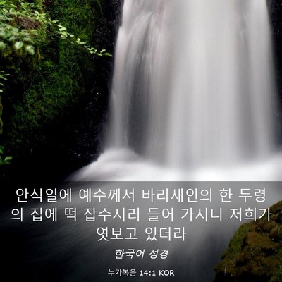 Picture 03 - 누가복음 14:1 KOR - 안식일에 예수께서 바리새인의 한 - Bible Verse Picture