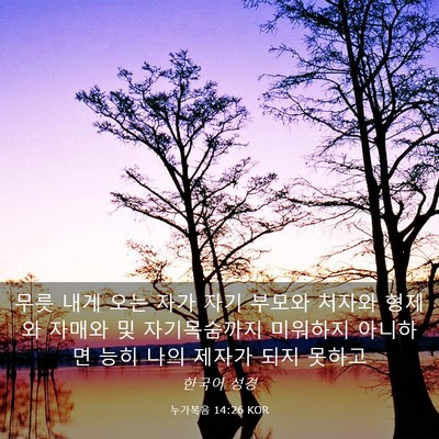 Picture 03 - 누가복음 14:26 KOR - 무릇 내게 오는 자가 자기 부모와 - Bible Verse Picture