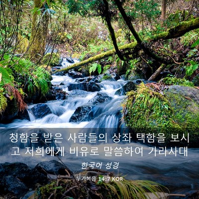 Picture 03 - 누가복음 14:7 KOR - 청함을 받은 사람들의 상좌 택함을 - Bible Verse Picture