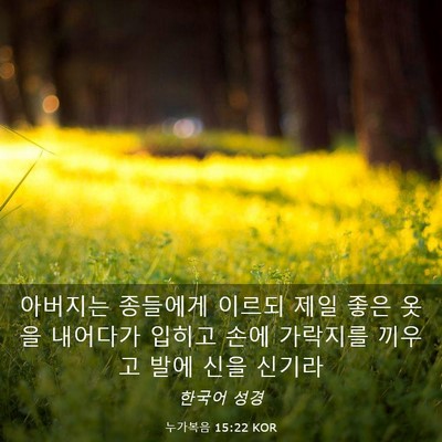 Picture 03 - 누가복음 15:22 KOR - 아버지는 종들에게 이르되 제일 좋은 - Bible Verse Picture