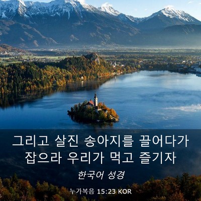 Picture 03 - 누가복음 15:23 KOR - 그리고 살진 송아지를 끌어다가 - Bible Verse Picture