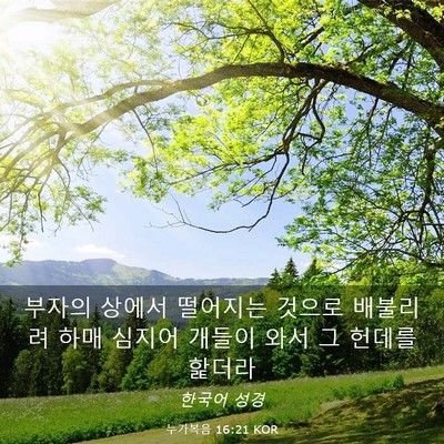 Picture 03 - 누가복음 16:21 KOR - 부자의 상에서 떨어지는 것으로 - Bible Verse Picture