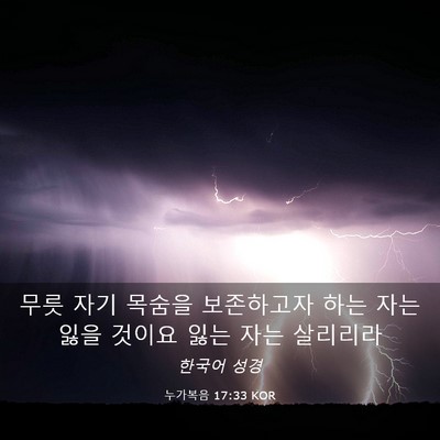 Picture 03 - 누가복음 17:33 KOR - 무릇 자기 목숨을 보존하고자 하는 - Bible Verse Picture