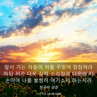 Picture 03 - 누가복음 18:39 KOR - 앞서 가는 자들이 저를 꾸짖어 - Bible Verse Picture