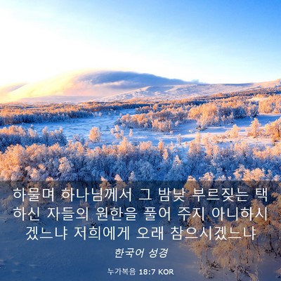 Picture 03 - 누가복음 18:7 KOR - 하물며 하나님께서 그 밤낮 부르짖는 - Bible Verse Picture