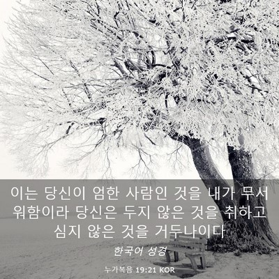 Picture 03 - 누가복음 19:21 KOR - 이는 당신이 엄한 사람인 것을 내가 - Bible Verse Picture