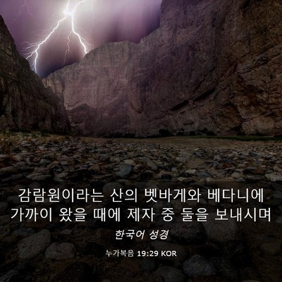 Picture 03 - 누가복음 19:29 KOR - 감람원이라는 산의 벳바게와 - Bible Verse Picture