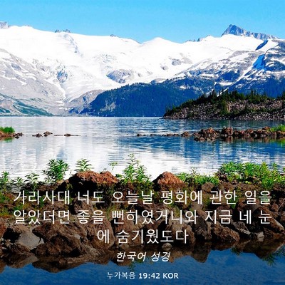 Picture 03 - 누가복음 19:42 KOR - 가라사대 너도 오늘날 평화에 관한 - Bible Verse Picture