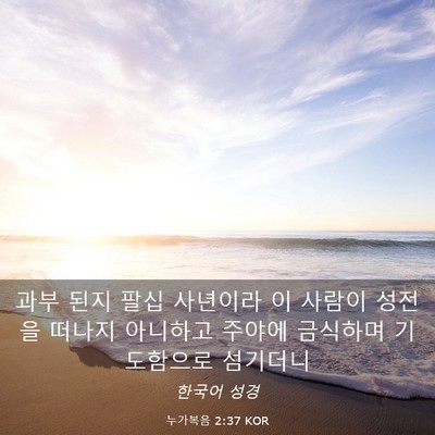 Picture 03 - 누가복음 2:37 KOR - 과부 된지 팔십 사년이라 이 사람이 - Bible Verse Picture