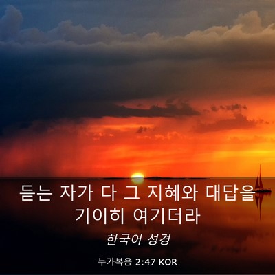 Picture 03 - 누가복음 2:47 KOR - 듣는 자가 다 그 지혜와 대답을 - Bible Verse Picture