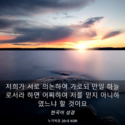 Picture 03 - 누가복음 20:5 KOR - 저희가 서로 의논하여 가로되 만일 - Bible Verse Picture
