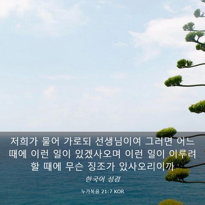 Picture 03 - 누가복음 21:7 KOR - 저희가 물어 가로되 선생님이여 - Bible Verse Picture