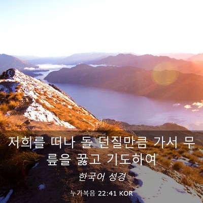 Picture 03 - 누가복음 22:41 KOR - 저희를 떠나 돌 던질만큼 가서 - Bible Verse Picture