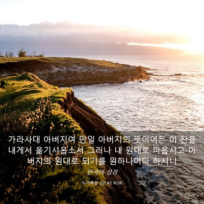 Picture 03 - 누가복음 22:42 KOR - 가라사대 아버지여 만일 아버지의 - Bible Verse Picture