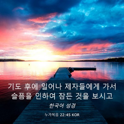 Picture 03 - 누가복음 22:45 KOR - 기도 후에 일어나 제자들에게 가서 - Bible Verse Picture