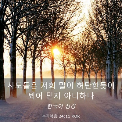 Picture 03 - 누가복음 24:11 KOR - 사도들은 저희 말이 허탄한듯이 뵈어 - Bible Verse Picture