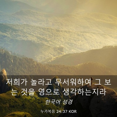 Picture 03 - 누가복음 24:37 KOR - 저희가 놀라고 무서워하여 그 보는 - Bible Verse Picture