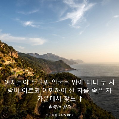 Picture 03 - 누가복음 24:5 KOR - 여자들이 두려워 얼굴을 땅에 대니 - Bible Verse Picture