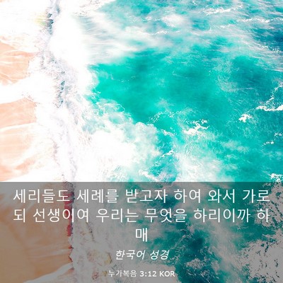 Picture 03 - 누가복음 3:12 KOR - 세리들도 세례를 받고자 하여 와서 - Bible Verse Picture
