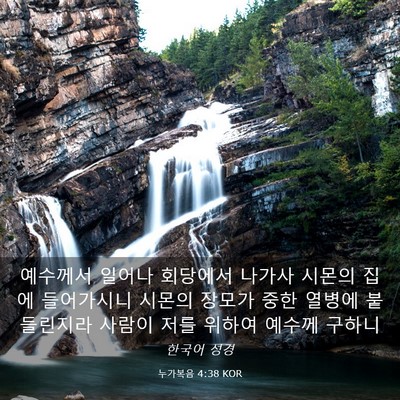 Picture 03 - 누가복음 4:38 KOR - 예수께서 일어나 회당에서 나가사 - Bible Verse Picture