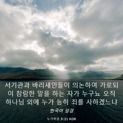 Picture 03 - 누가복음 5:21 KOR - 서기관과 바리새인들이 의논하여 - Bible Verse Picture