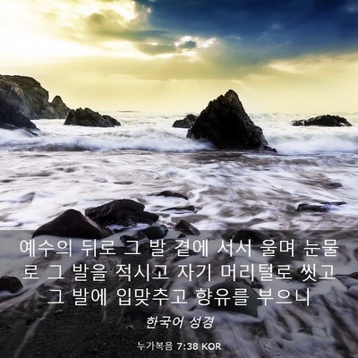 Picture 03 - 누가복음 7:38 KOR - 예수의 뒤로 그 발 곁에 서서 울며 - Bible Verse Picture