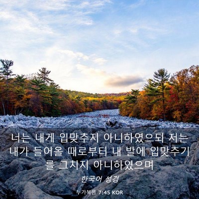 Picture 03 - 누가복음 7:45 KOR - 너는 내게 입맞추지 아니하였으되 - Bible Verse Picture