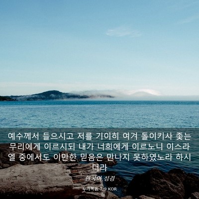 Picture 03 - 누가복음 7:9 KOR - 예수께서 들으시고 저를 기이히 여겨 - Bible Verse Picture