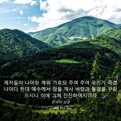 Picture 03 - 누가복음 8:24 KOR - 제자들이 나아와 깨워 가로되 주여 - Bible Verse Picture