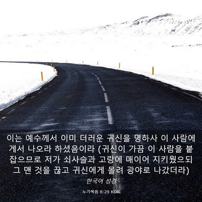 Picture 03 - 누가복음 8:29 KOR - 이는 예수께서 이미 더러운 귀신을 - Bible Verse Picture