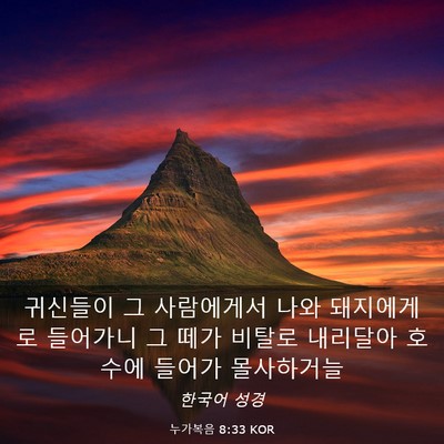 Picture 03 - 누가복음 8:33 KOR - 귀신들이 그 사람에게서 나와 - Bible Verse Picture