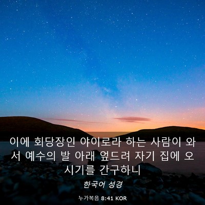 Picture 03 - 누가복음 8:41 KOR - 이에 회당장인 야이로라 하는 사람이 - Bible Verse Picture