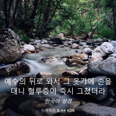 Picture 03 - 누가복음 8:44 KOR - 예수의 뒤로 와서 그 옷가에 손을 - Bible Verse Picture