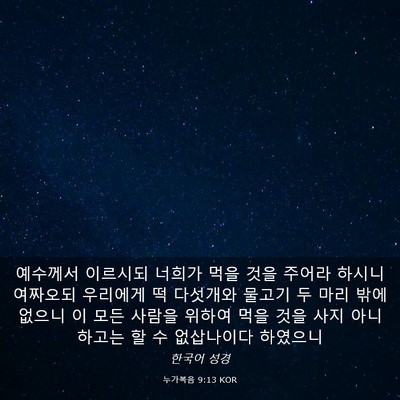Picture 03 - 누가복음 9:13 KOR - 예수께서 이르시되 너희가 먹을 것을 - Bible Verse Picture