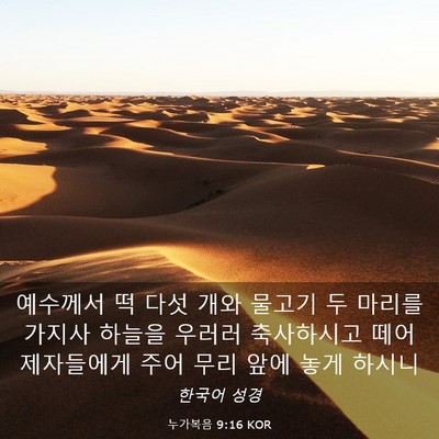 Picture 03 - 누가복음 9:16 KOR - 예수께서 떡 다섯 개와 물고기 두 - Bible Verse Picture