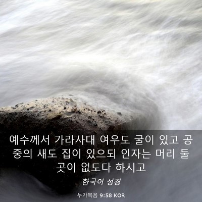 Picture 03 - 누가복음 9:58 KOR - 예수께서 가라사대 여우도 굴이 있고 - Bible Verse Picture