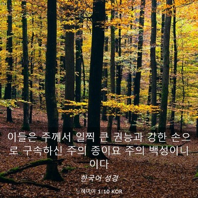 Picture 03 - 느헤미야 1:10 KOR - 이들은 주께서 일찍 큰 권능과 강한 - Bible Verse Picture