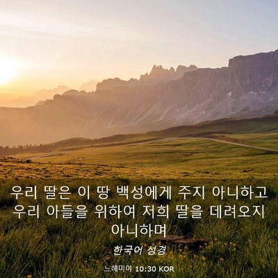 Picture 03 - 느헤미야 10:30 KOR - 우리 딸은 이 땅 백성에게 주지 - Bible Verse Picture
