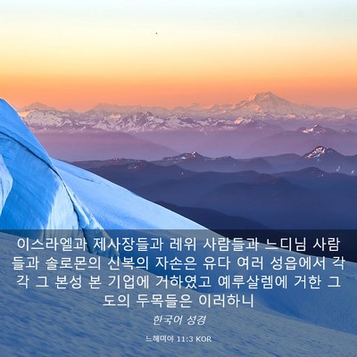 Picture 03 - 느헤미야 11:3 KOR - 이스라엘과 제사장들과 레위 - Bible Verse Picture