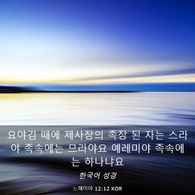 Picture 03 - 느헤미야 12:12 KOR - 요야김 때에 제사장의 족장 된 자는 - Bible Verse Picture