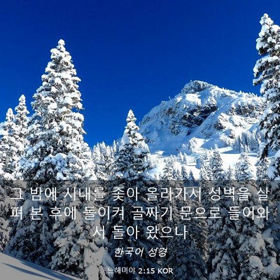 Picture 03 - 느헤미야 2:15 KOR - 그 밤에 시내를 좇아 올라가서 - Bible Verse Picture