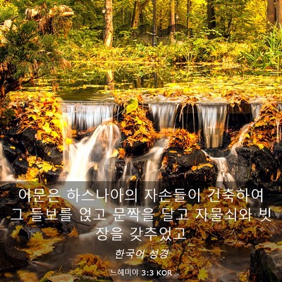 Picture 03 - 느헤미야 3:3 KOR - 어문은 하스나아의 자손들이 - Bible Verse Picture