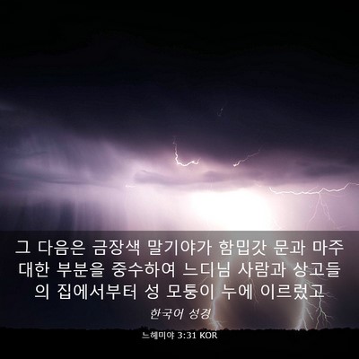 Picture 03 - 느헤미야 3:31 KOR - 그 다음은 금장색 말기야가 함밉갓 - Bible Verse Picture